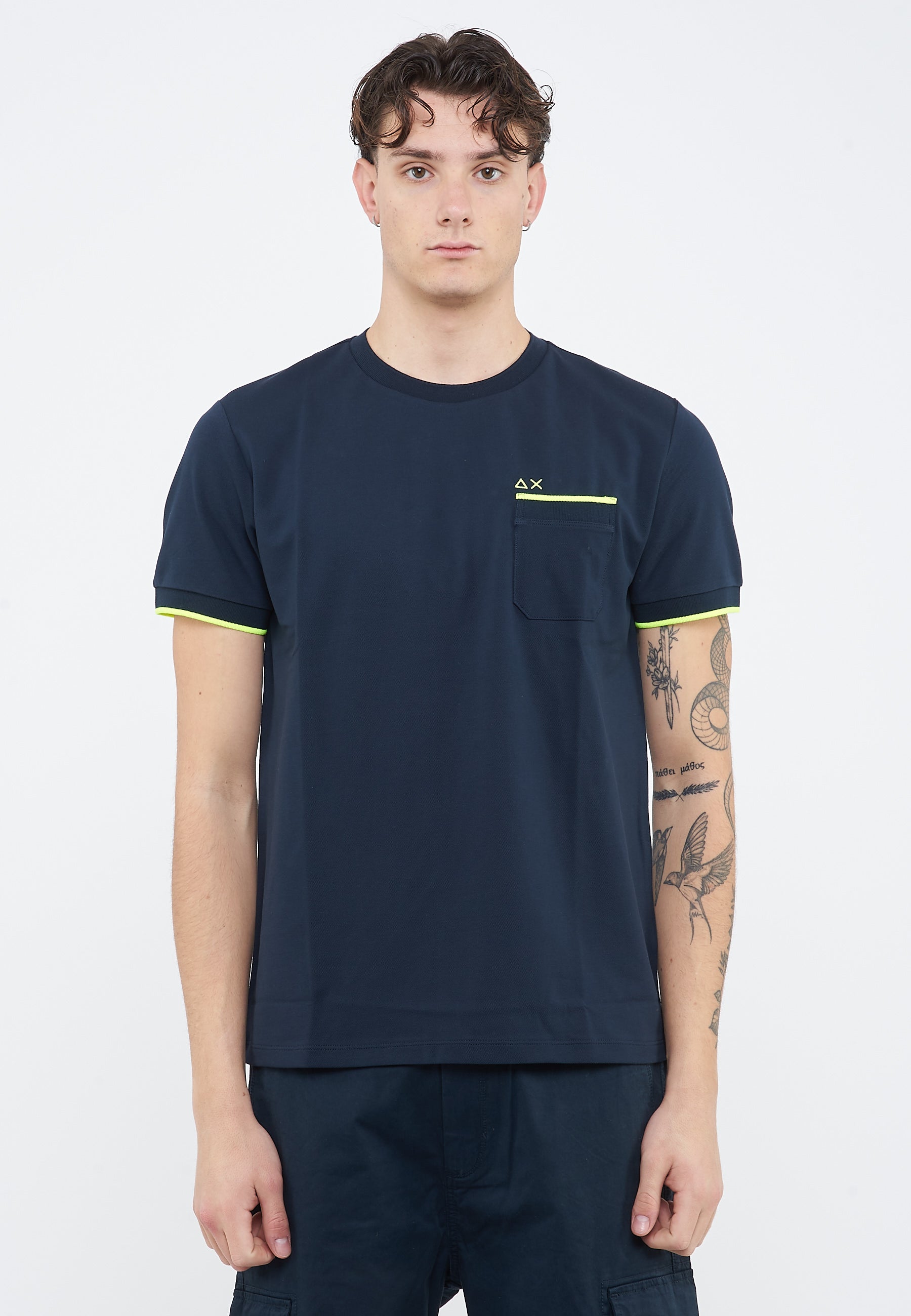 T-shirt in piquet di cotone navy blue 