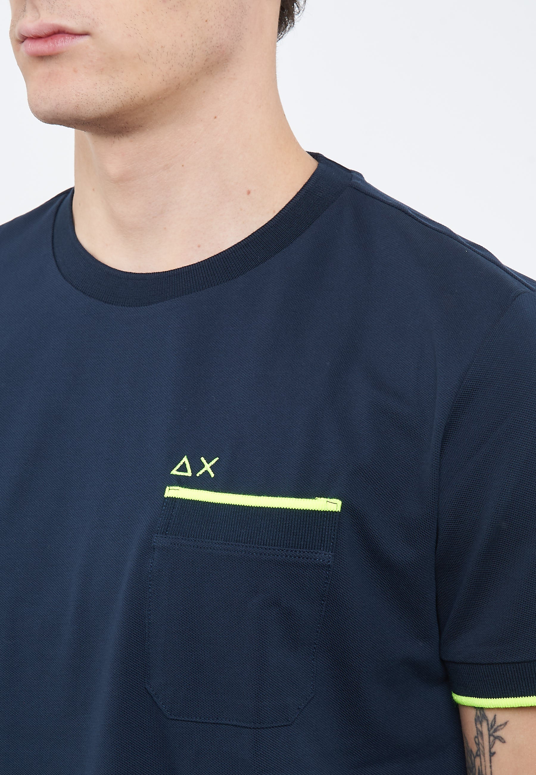 T-shirt in piquet di cotone navy blue 