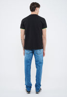 T-shirt in piquet di cotone nero 