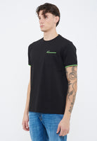 T-shirt in piquet di cotone nero 