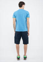 T-shirt in piquet di cotone avio 