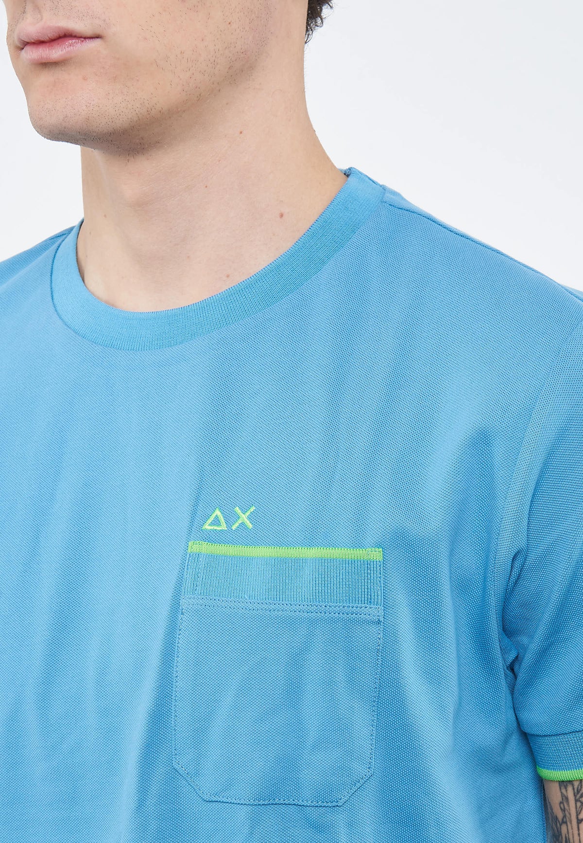 Air force blue cotton pique T-shirt