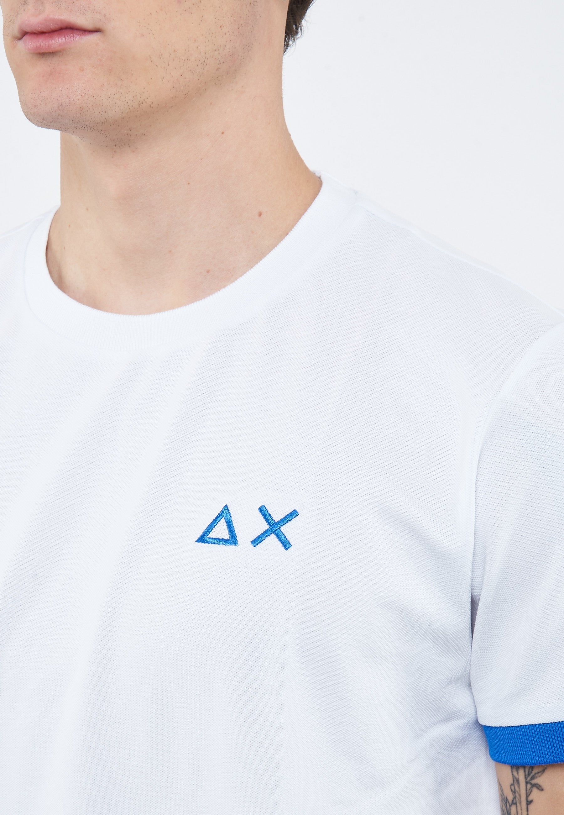T-shirt in piquet di cotone bianco 