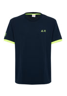 T-shirt in piquet di cotone blu navy 