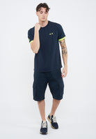 T-shirt in piquet di cotone blu navy 