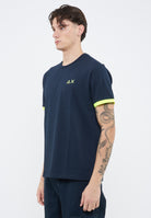 T-shirt in piquet di cotone blu navy 
