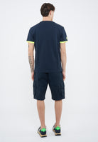 T-shirt in piquet di cotone blu navy 