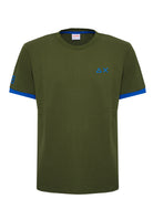 T-shirt in piquet di cotone verde scuro 