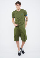 T-shirt in piquet di cotone verde scuro 
