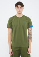 T-shirt in piquet di cotone verde scuro 