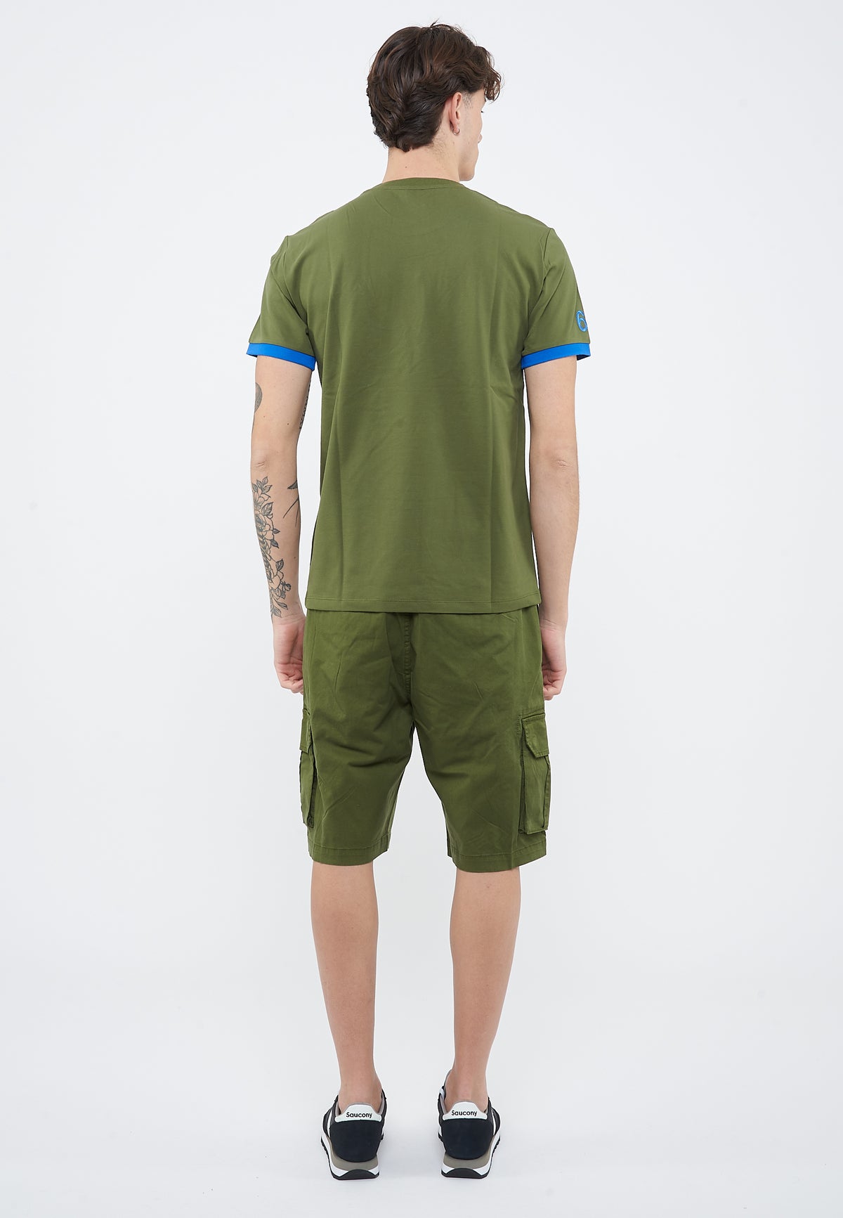 T-shirt in piquet di cotone verde scuro 