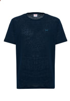 T-shirt in jersey di lino navy blue 