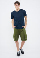 T-shirt in jersey di lino navy blue 