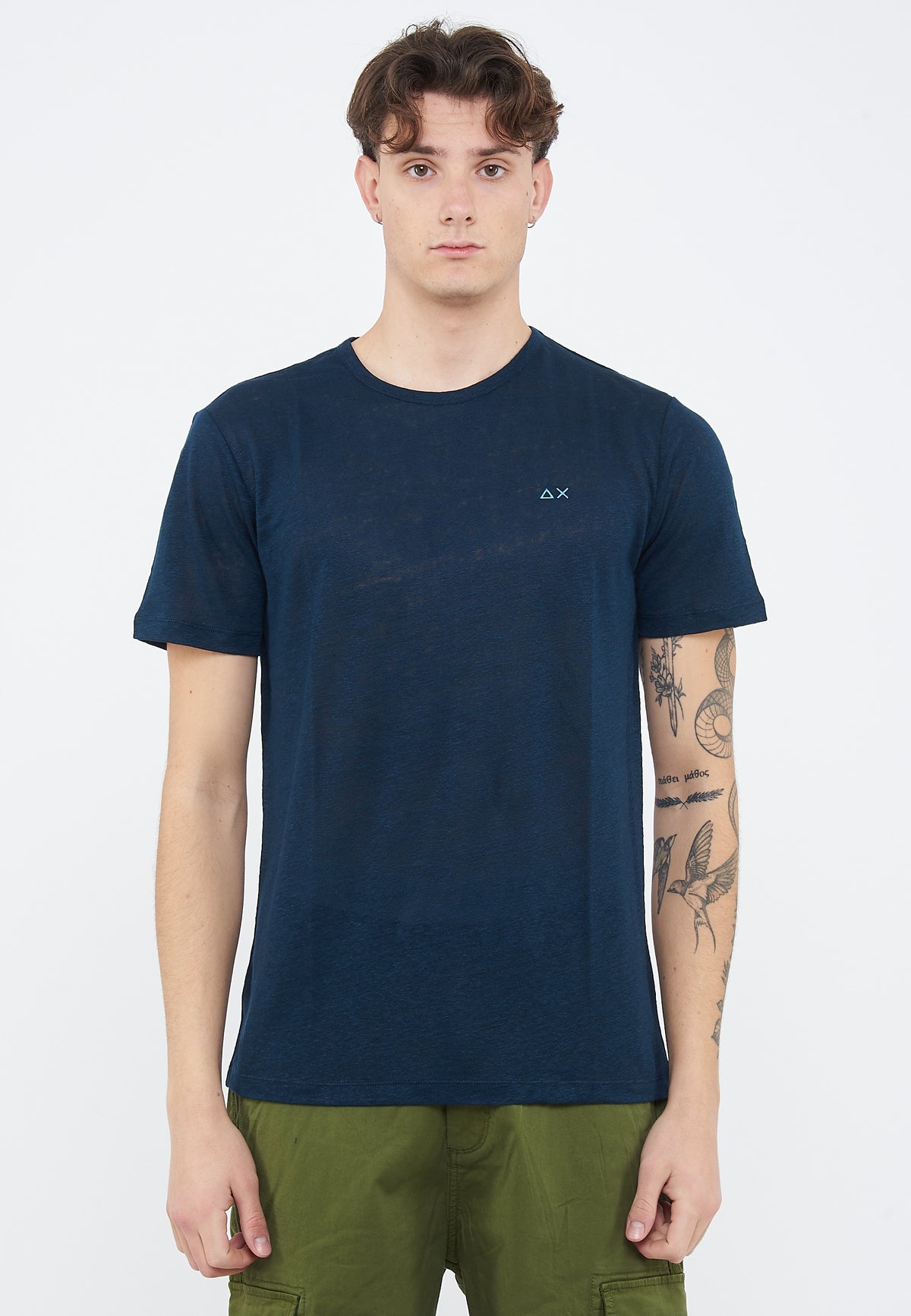 Navy blue linen jersey t-shirt