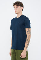 T-shirt in jersey di lino navy blue 