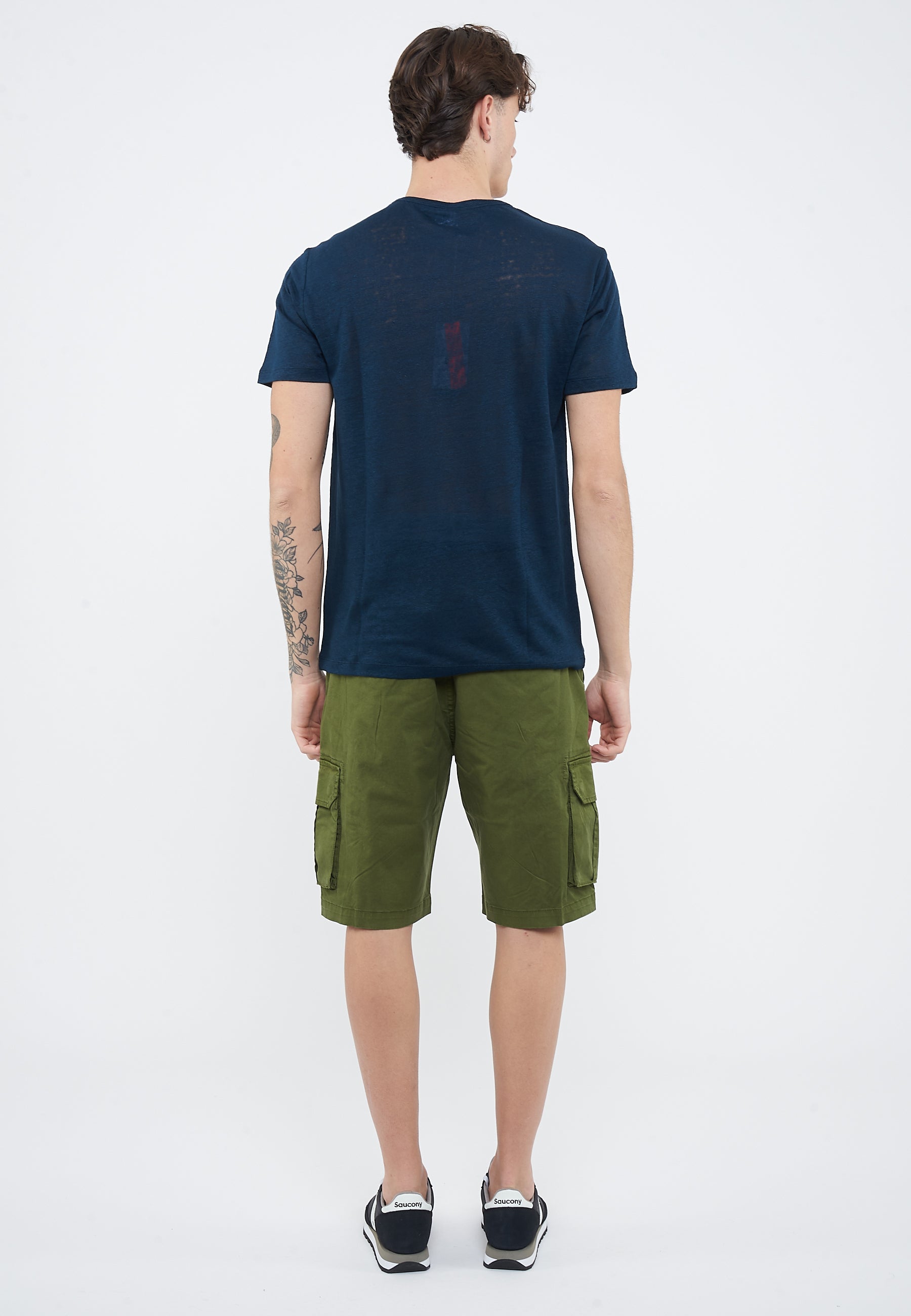 T-shirt in jersey di lino navy blue 