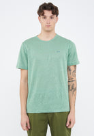 T-shirt in jersey di lino verde salvia 