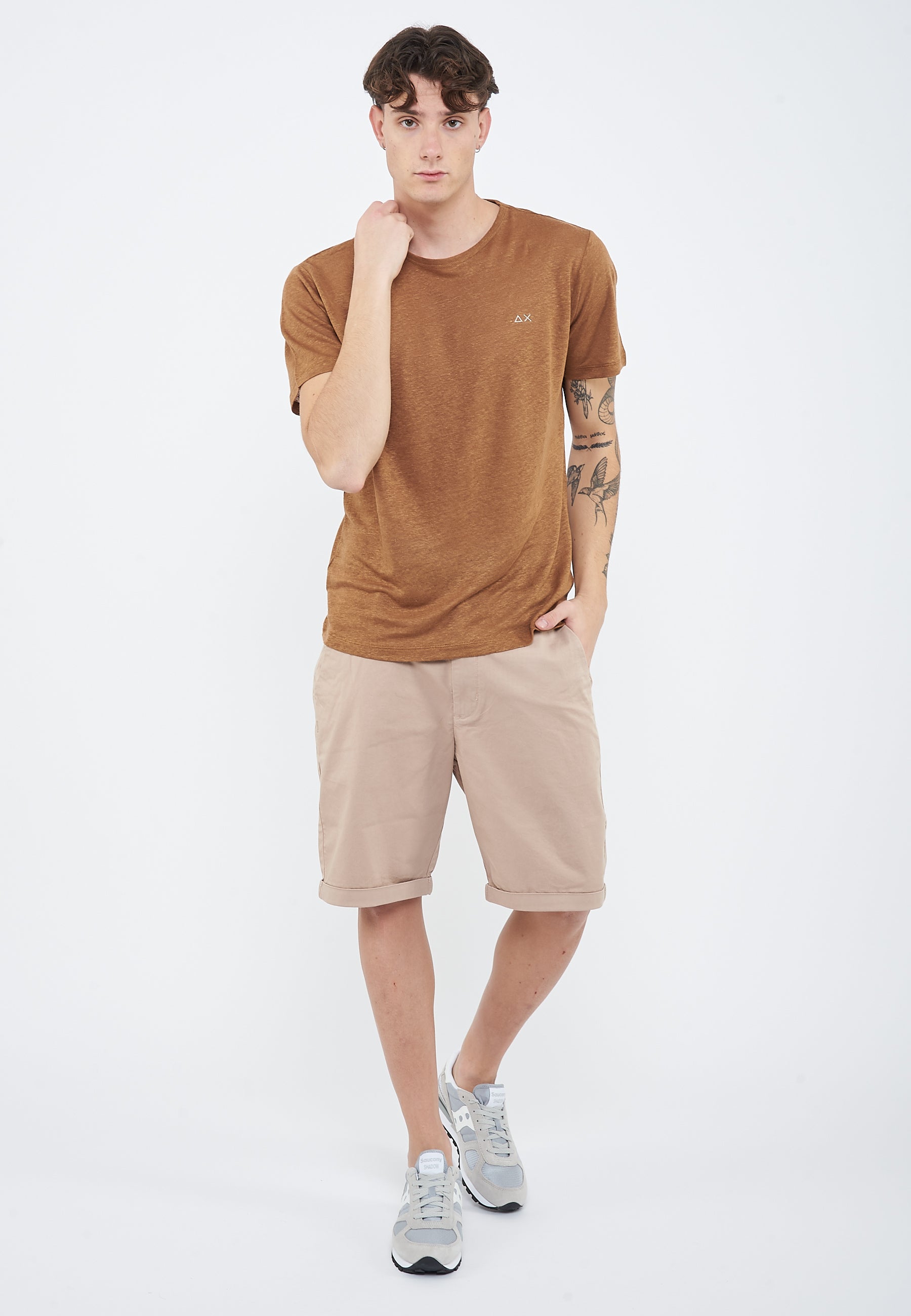 T-shirt in jersey di lino volpe 
