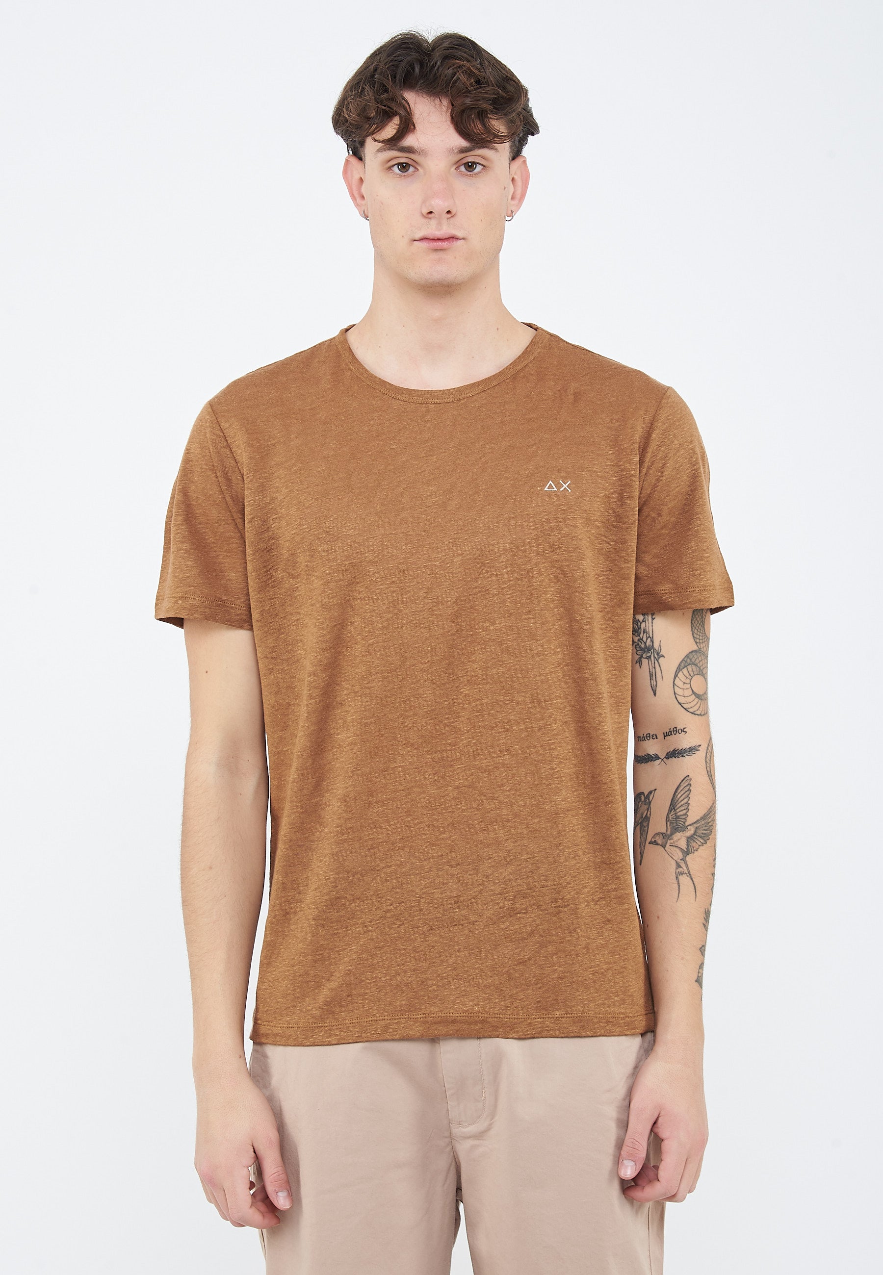 T-shirt in jersey di lino volpe 