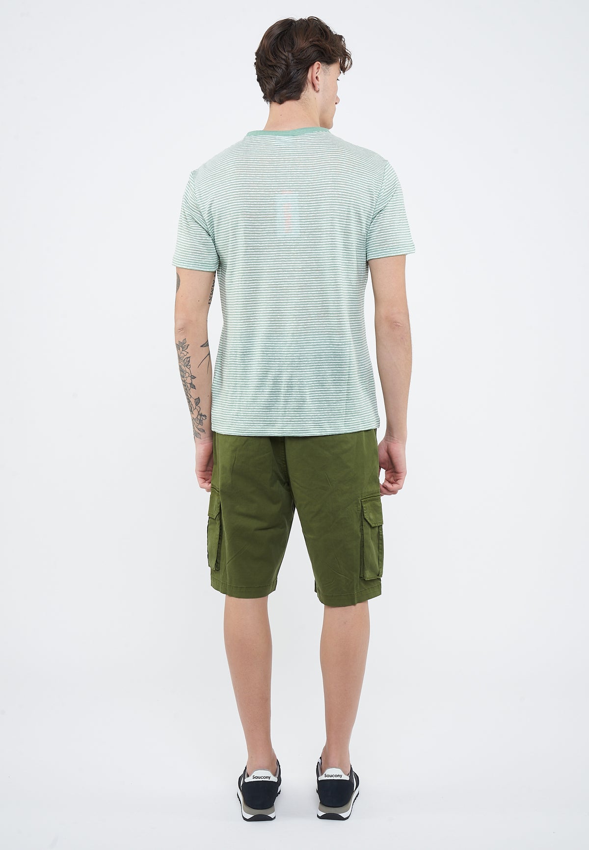 Sage green off-white linen jersey T-shirt