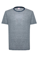T-shirt in jersey di lino navy blue bianco panna 