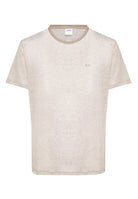 T-shirt in jersey di lino stone bianco panna 
