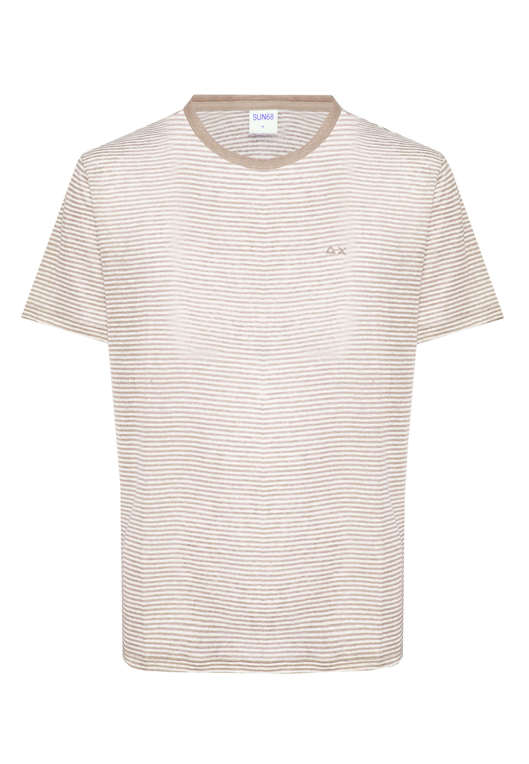 T-shirt in jersey di lino stone bianco panna 