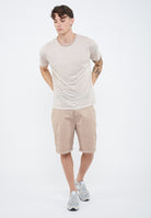 T-shirt in jersey di lino stone bianco panna 