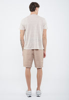 T-shirt in jersey di lino stone bianco panna 