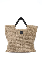 Maxi Borsa In Paglia Intrecciata Tan 