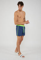 Costume Corto Vita Elasticata Iconic Taffeta Con Piping A Contrasto Navy 