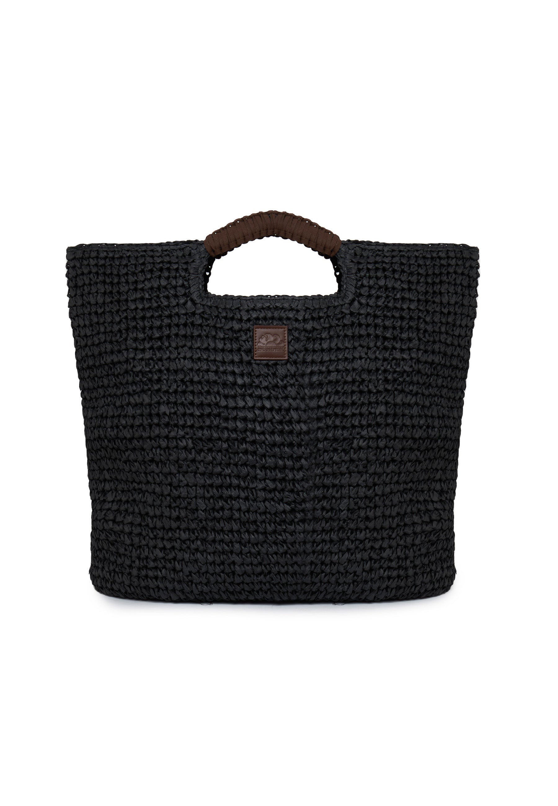 Maxi Borsa In Paglia Intrecciata Black 
