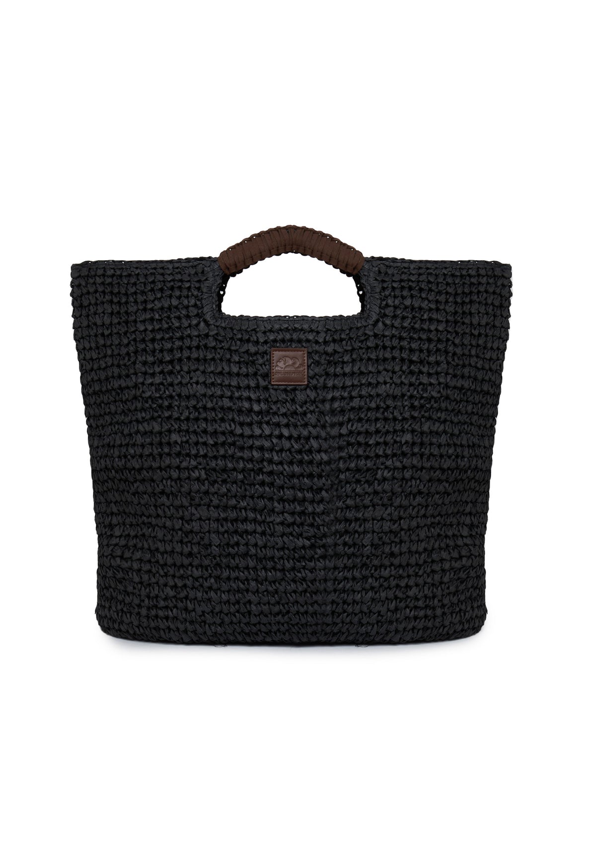 Maxi Borsa In Paglia Intrecciata Black 