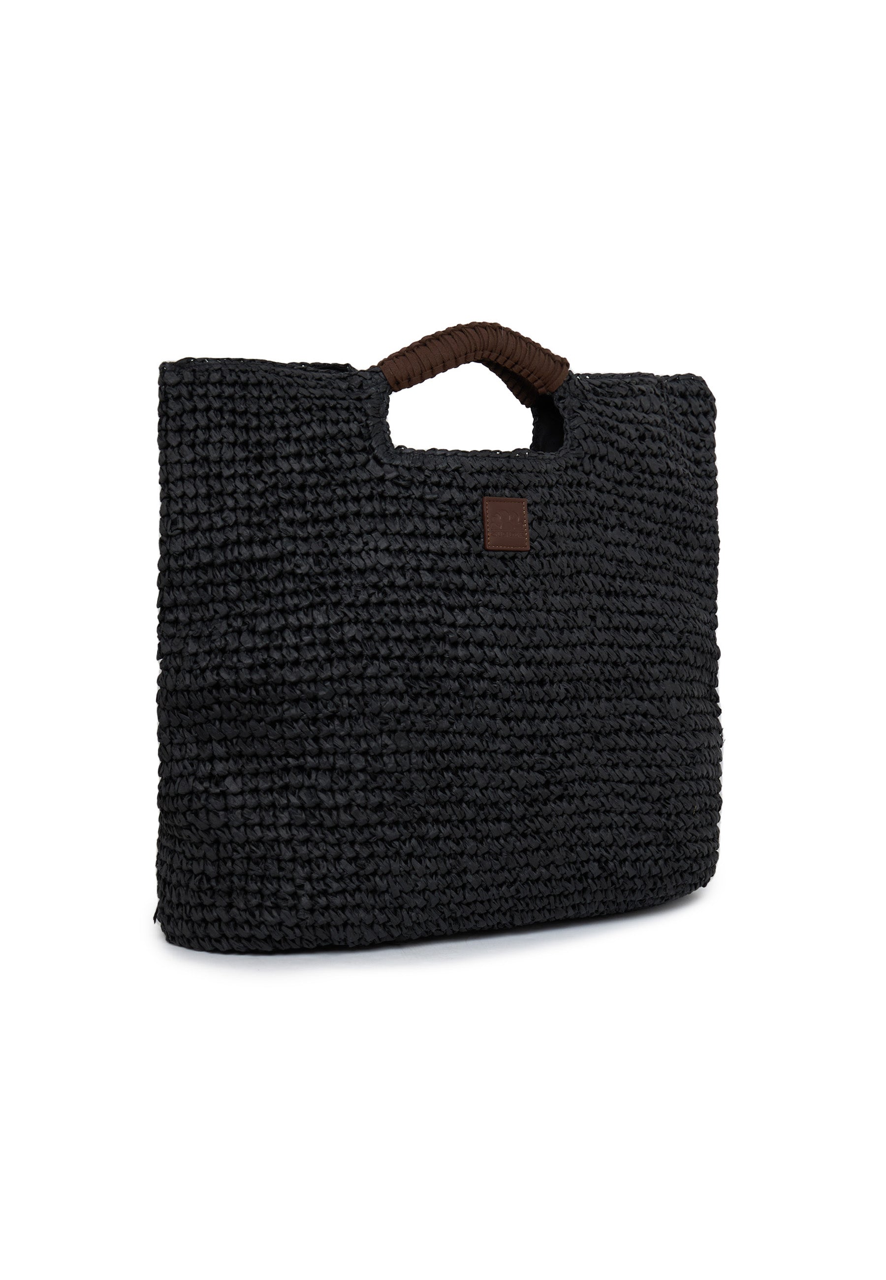 Maxi Borsa In Paglia Intrecciata Black 
