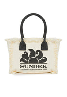 Tote Bag Con  Effetto Stone Washed Miami Off White 