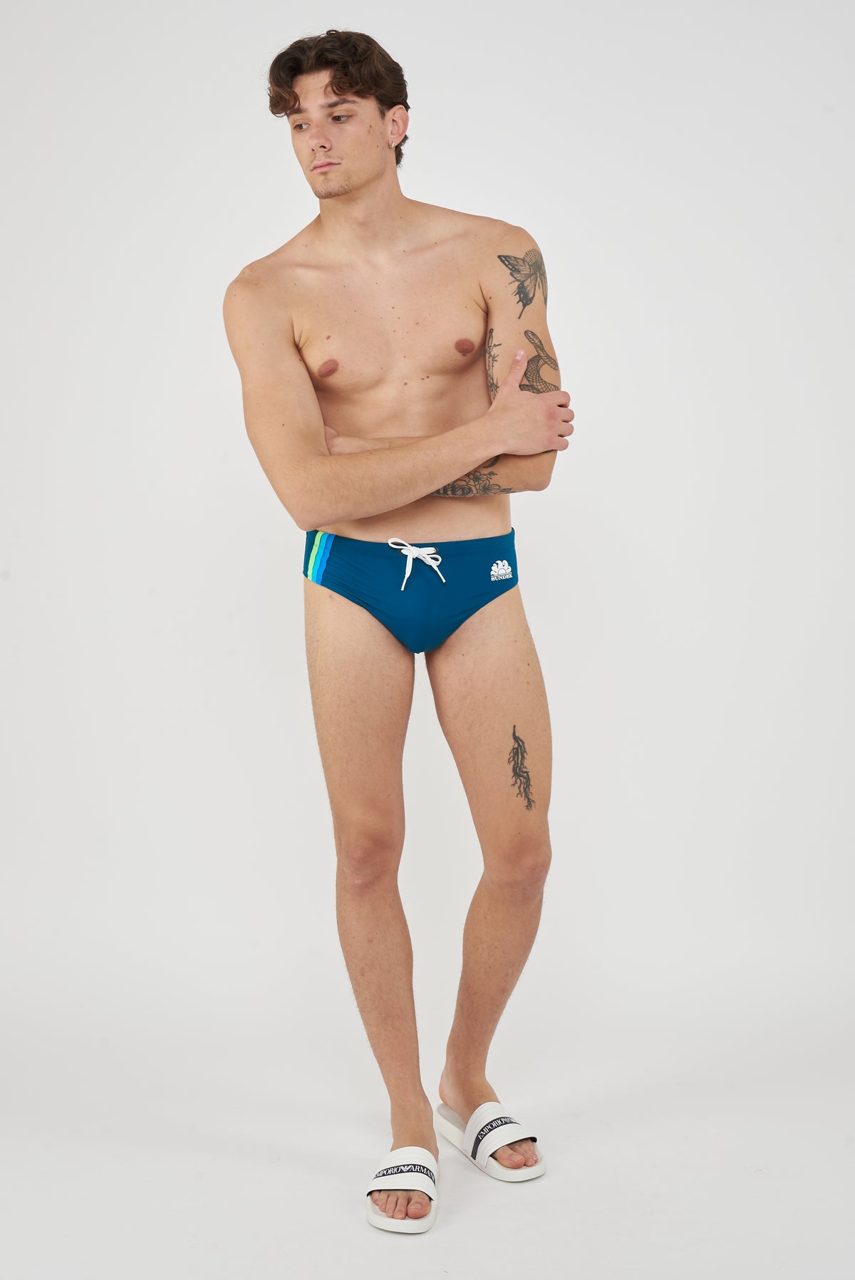 Slip mare Uomo Con Dettaglio Tricolare Peacock 01 