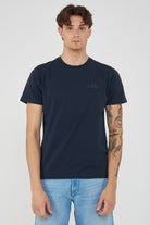T-Shirt Uomo A Girocollo Con Logo Embossato Navy 