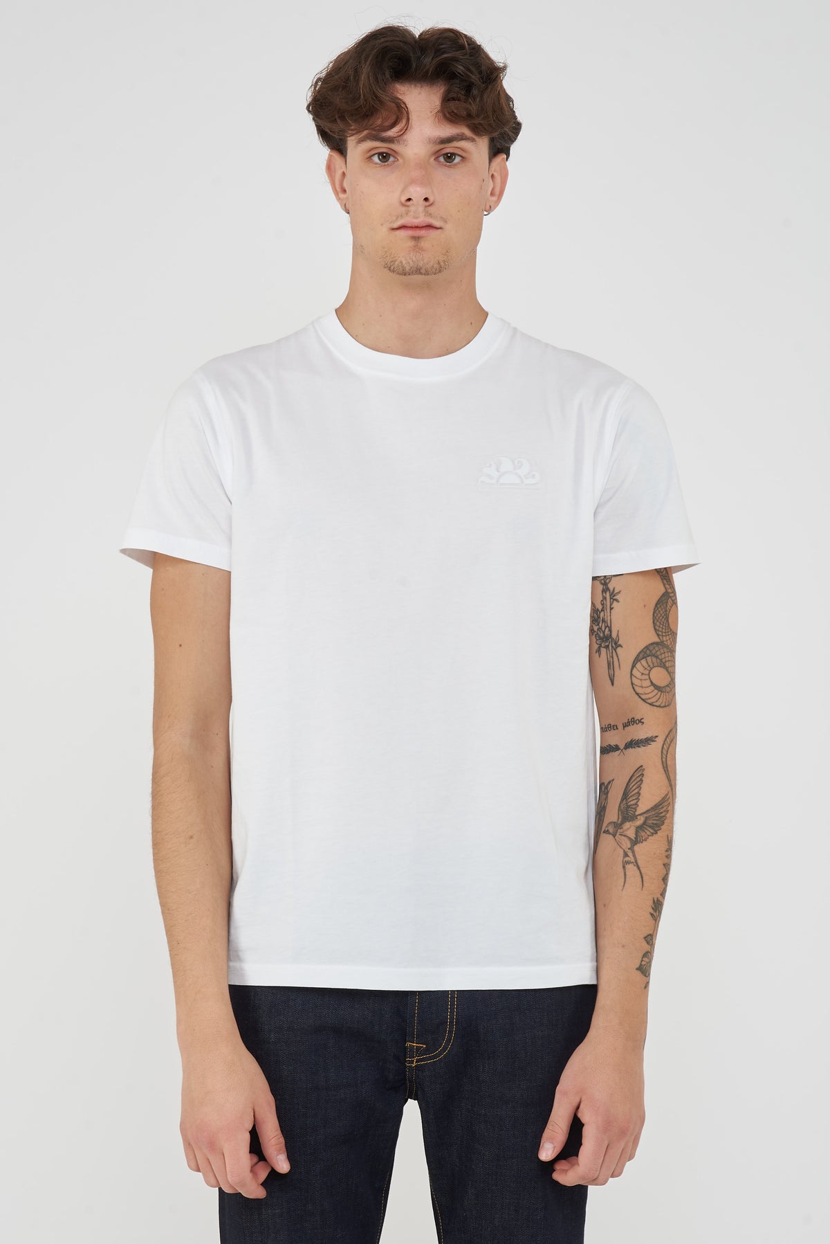 T-Shirt Uomo A Girocollo Con Logo Embossato Off White 
