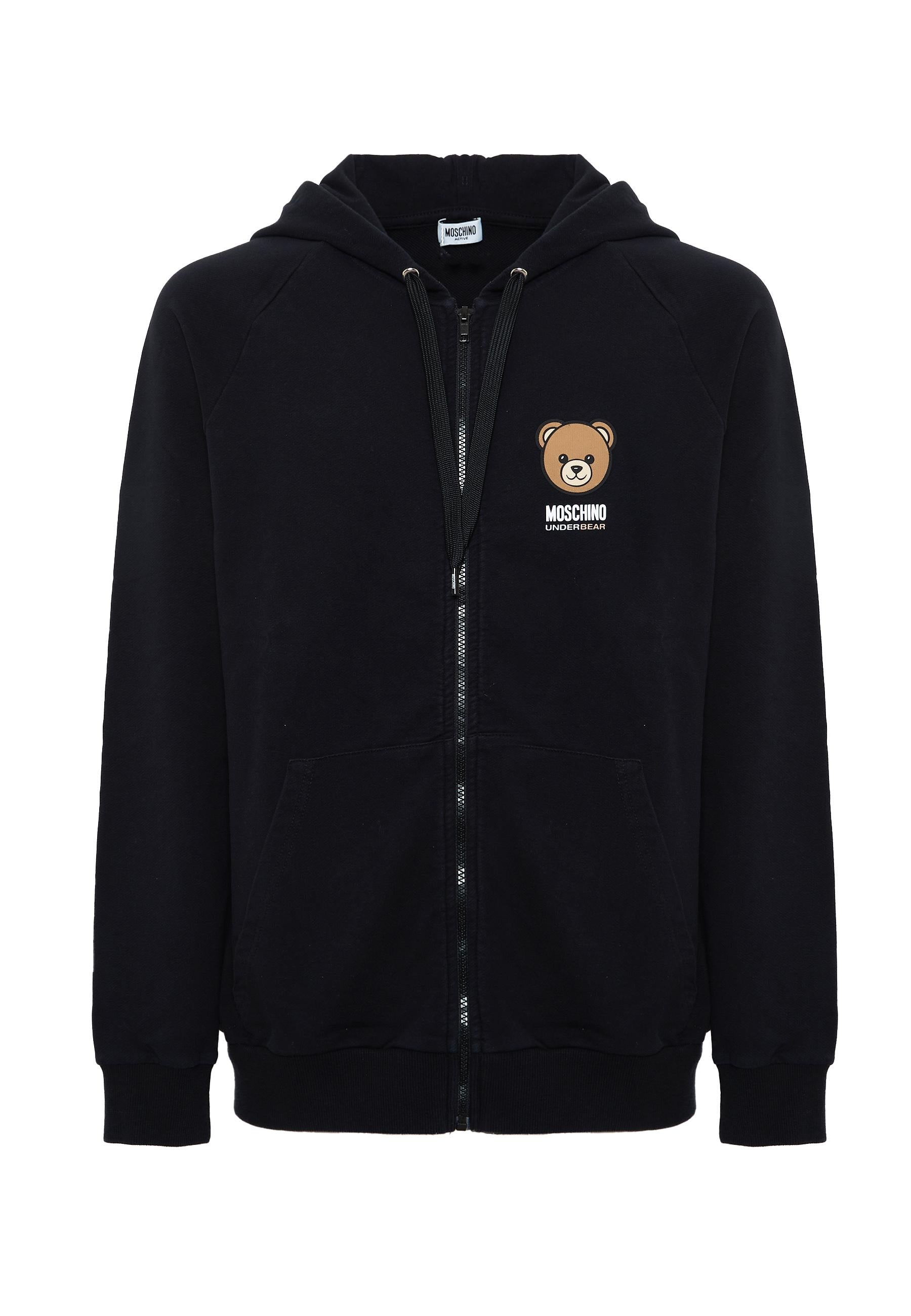 Felpa Bear Con Zip e Cappuccio Black 