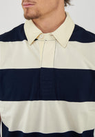 Campell Polo unisex classica in cotone bianco e blu 
