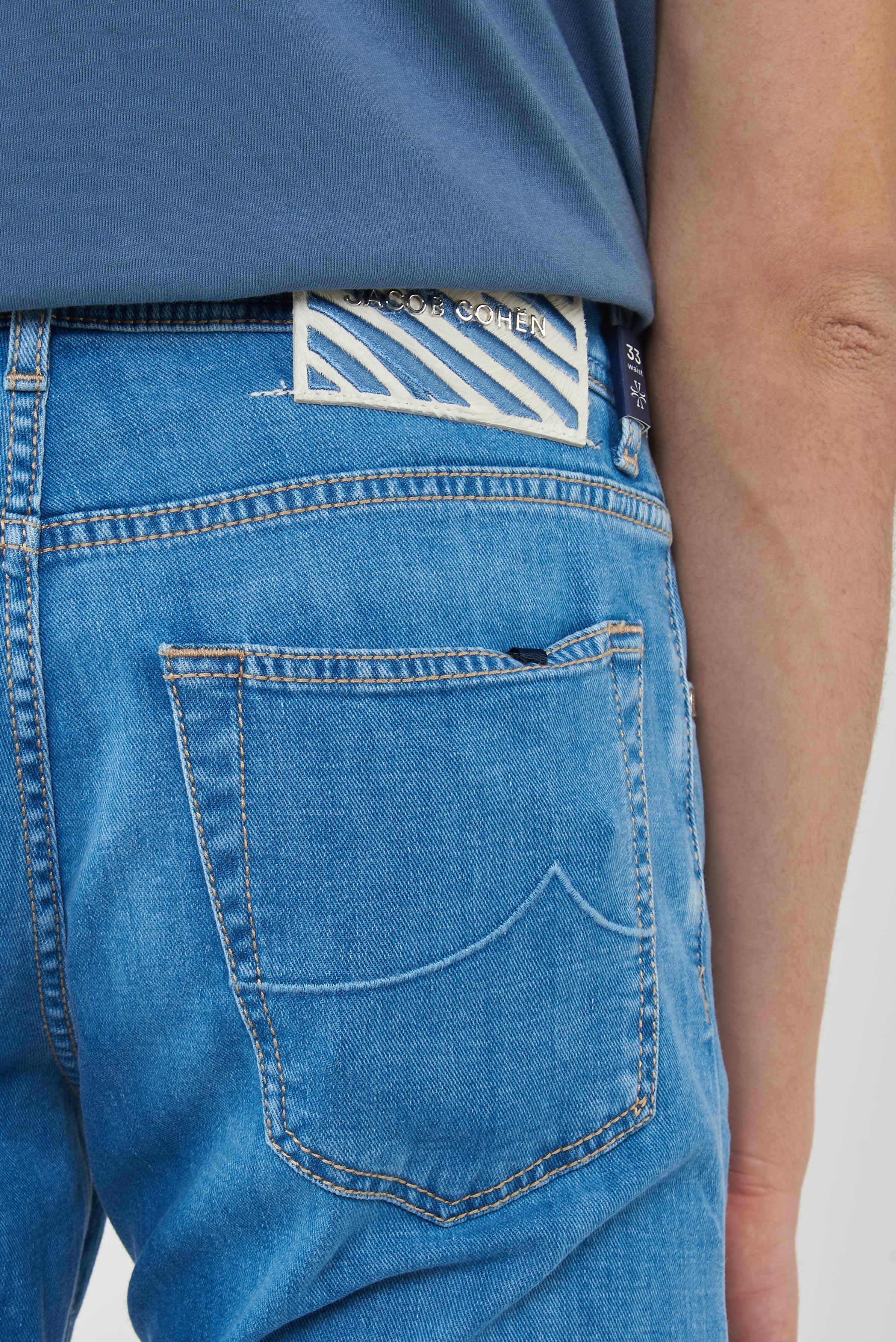 Jeans 5 tasche Nick slim in denim power stretch blu chiaro  lavaggio stone 