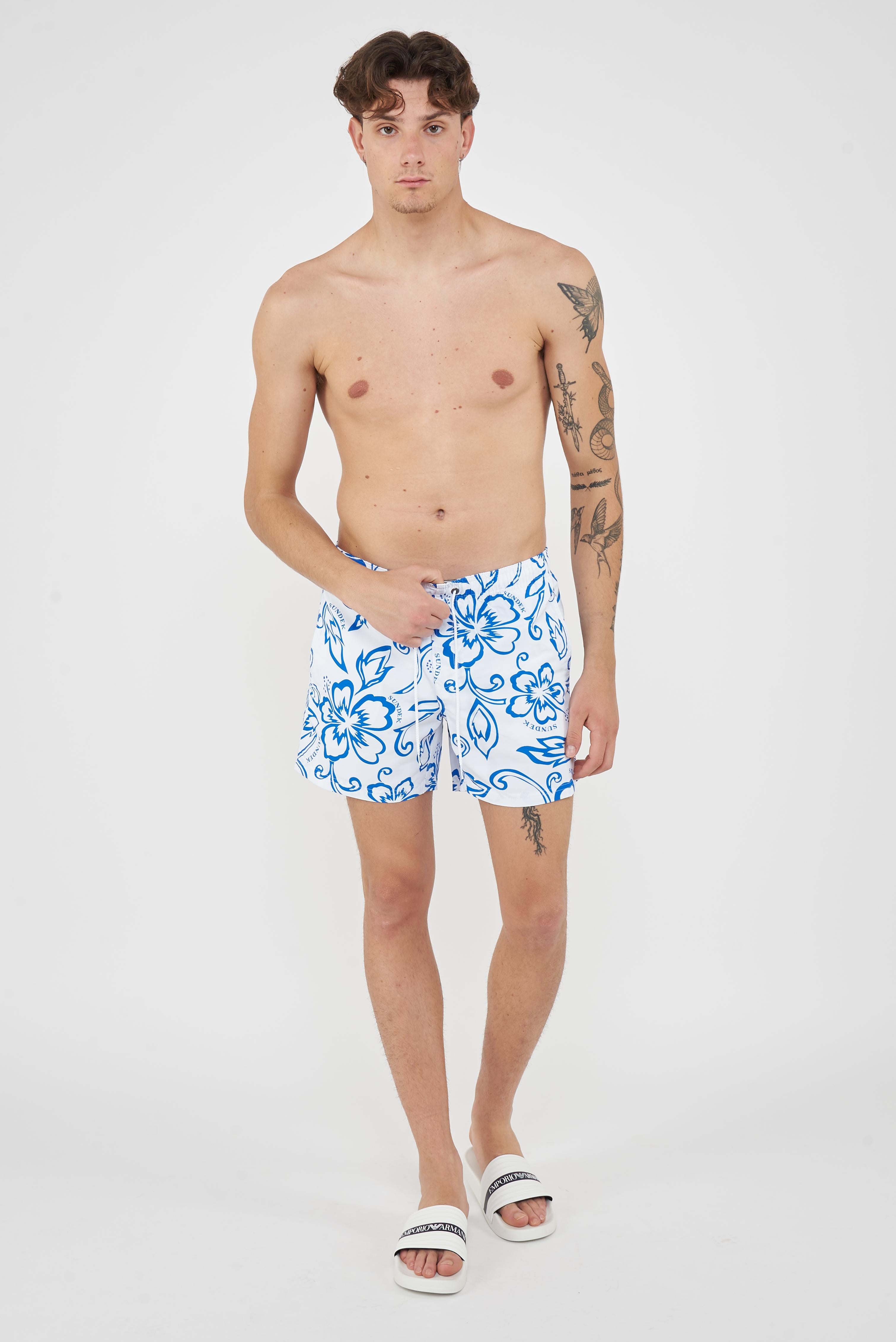 Costume Da Bagno Uomo Corto Vita Elasticata Stampa Archive Hibiscus 