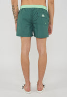 Costume Corto Vita Elasticata Iconic Taffeta Con Piping A Contrasto Camo Green 