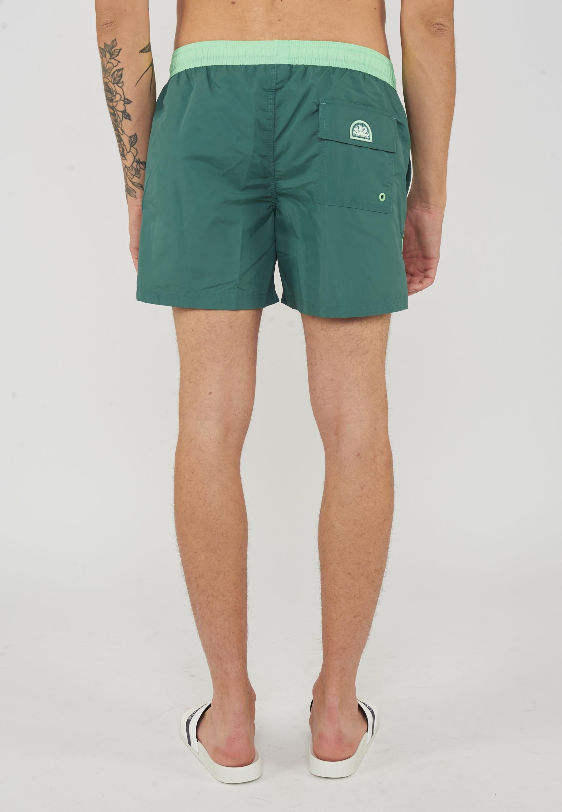 Costume Corto Vita Elasticata Iconic Taffeta Con Piping A Contrasto Camo Green 