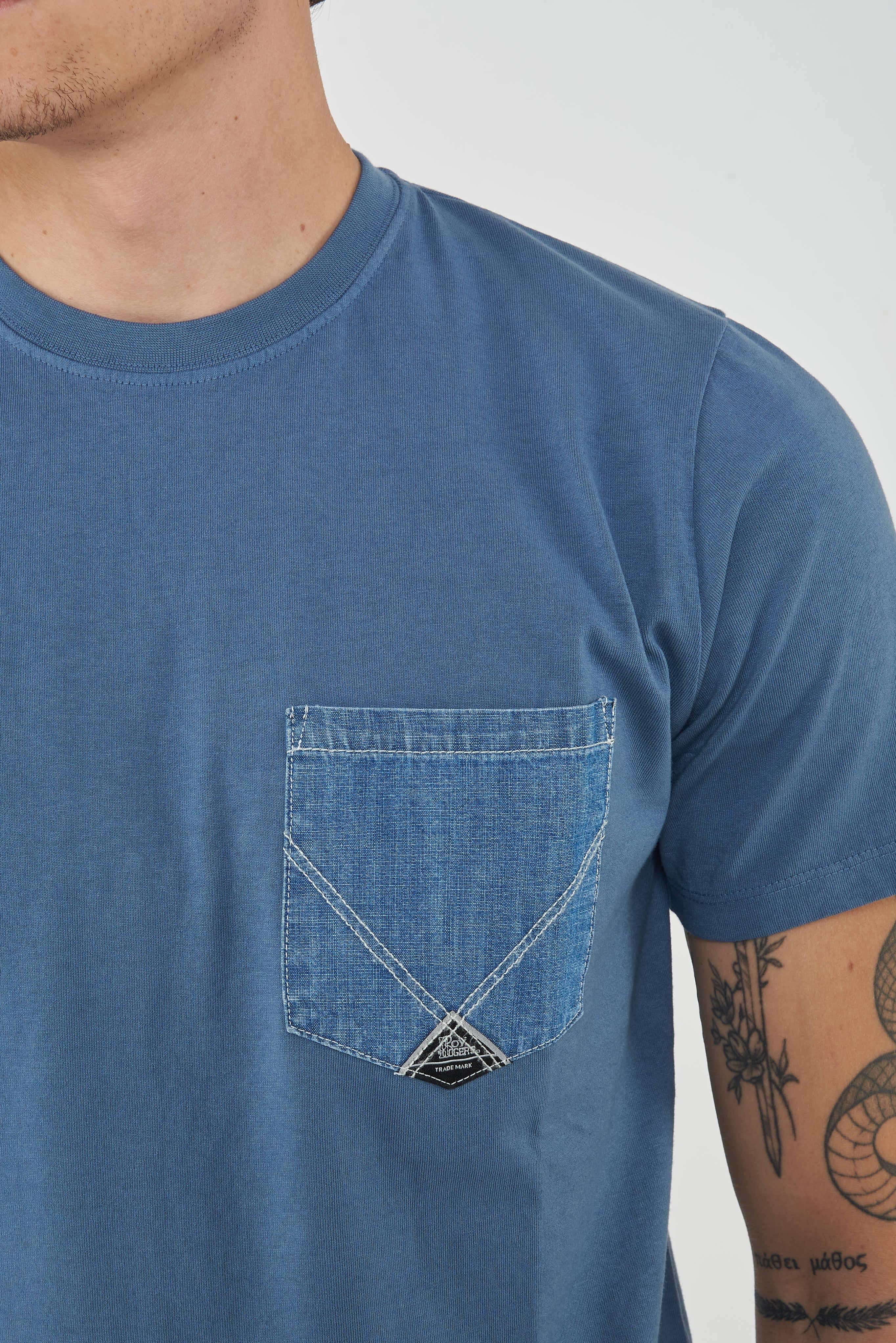 T-shirt Pocket Denim  In Jersey Mid Blue 