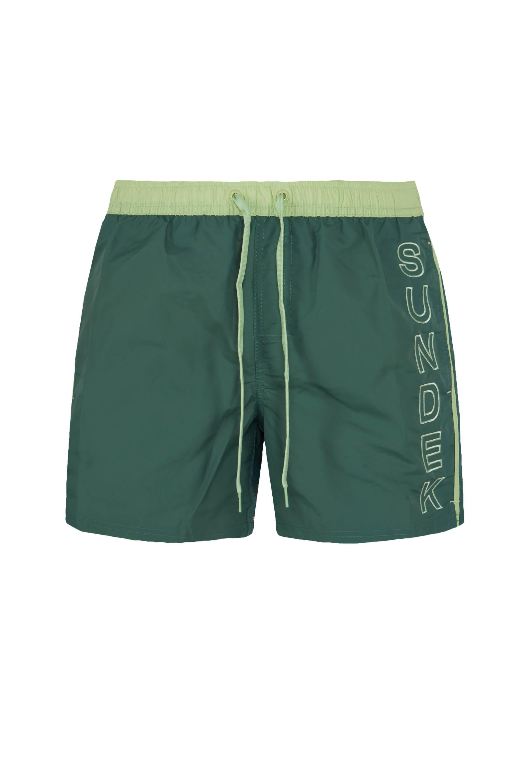 Costume Corto Vita Elasticata Iconic Taffeta Con Piping A Contrasto Camo Green 