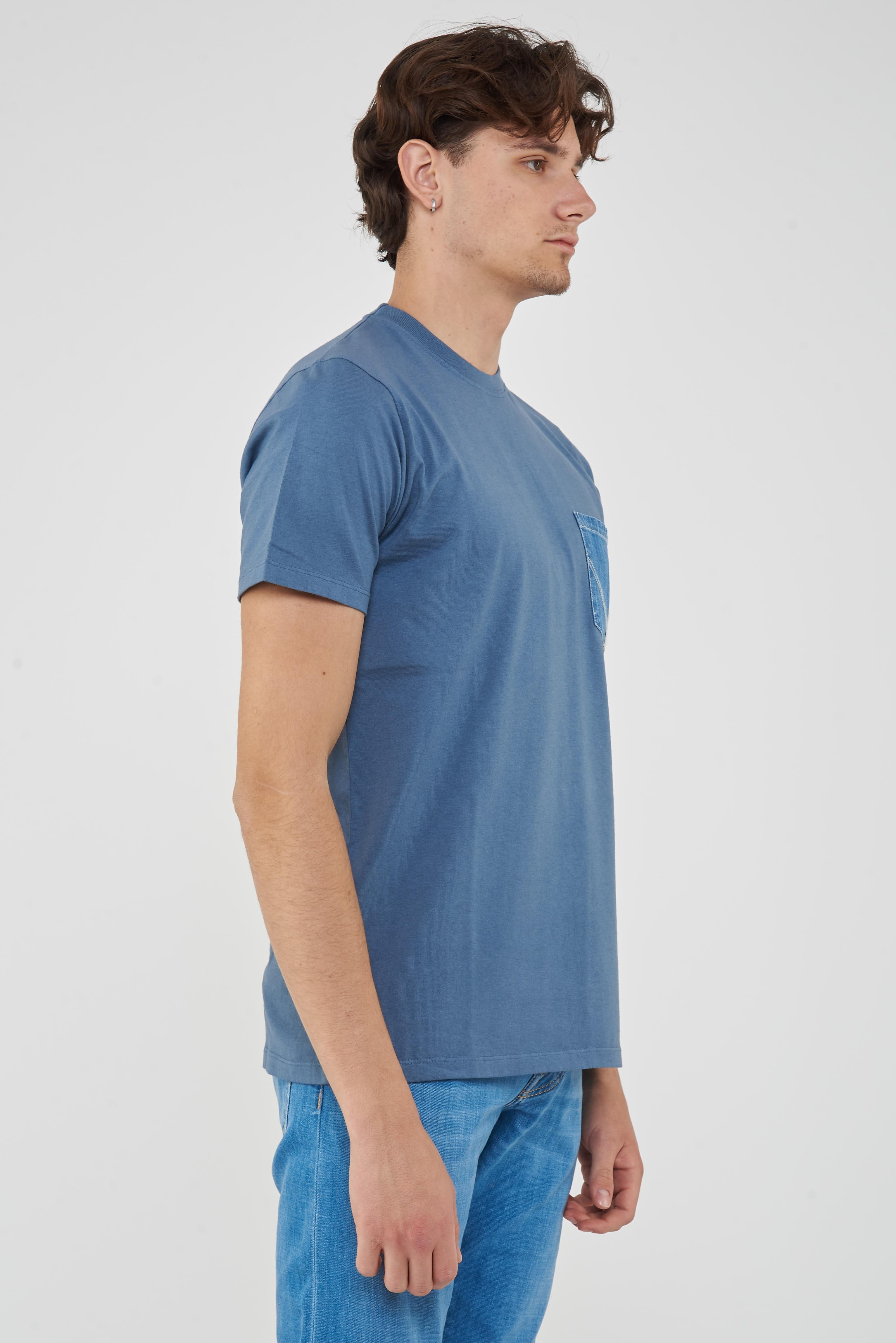 T-shirt Pocket Denim  In Jersey Mid Blue 
