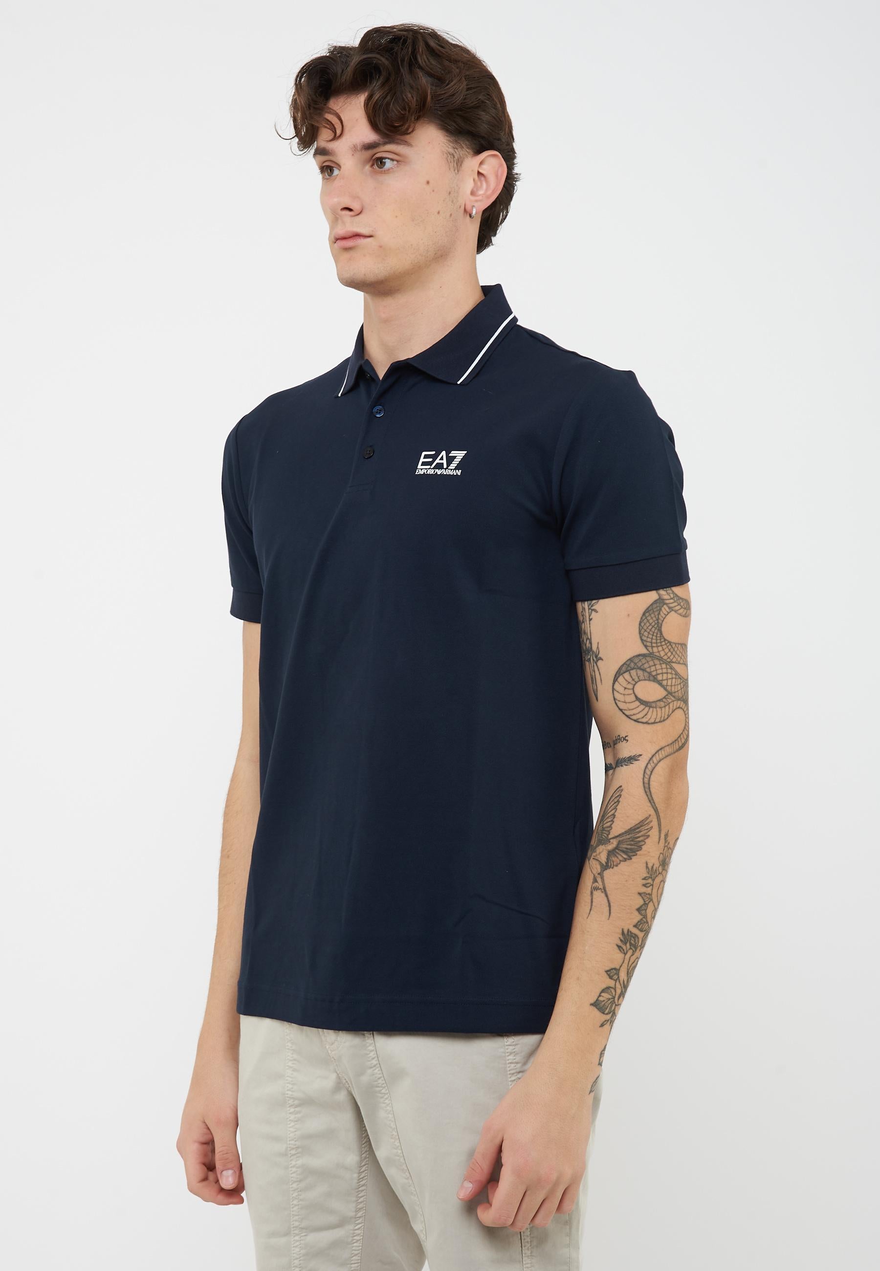 Polo Core Identity in piquet di cotone stretch Blue 