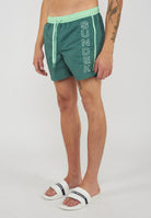 Costume Corto Vita Elasticata Iconic Taffeta Con Piping A Contrasto Camo Green 