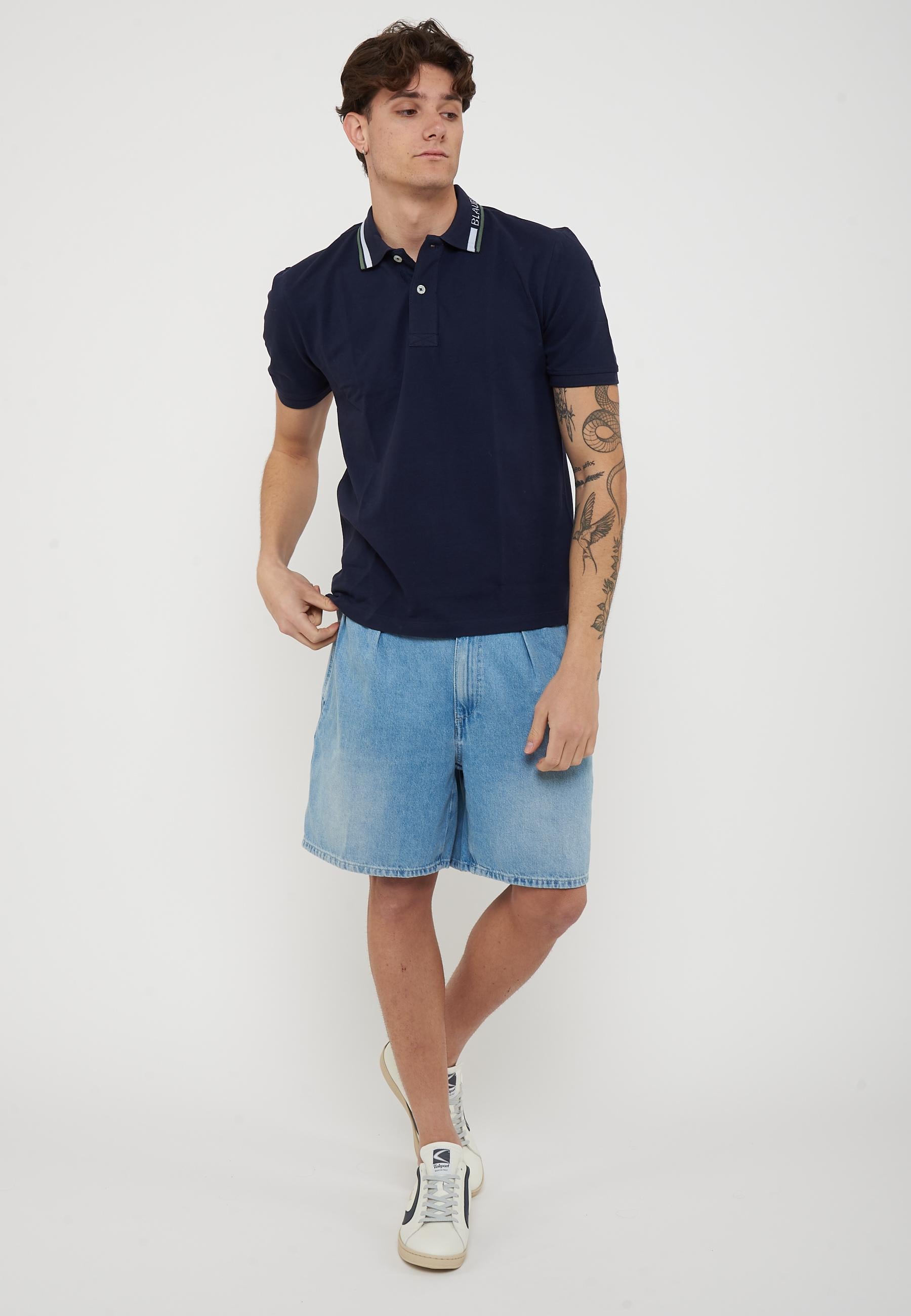 Polo Con Ricamo Sul Colletto Ransom Blu 